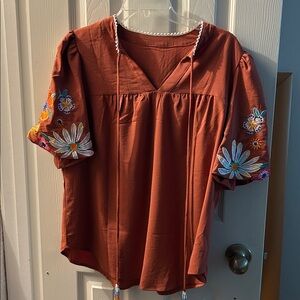 Boho Floral Embroidered Top
